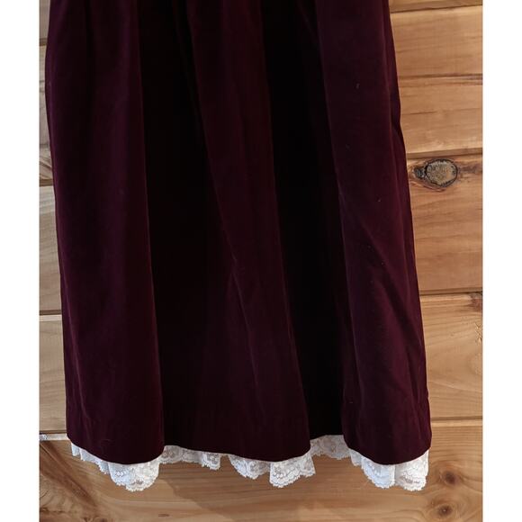 Osh Kosh Vintage Girls Velvet Dress Size 6 Pink Rose Accents Lace Hem 1980s 90’s - Picture 5 of 11